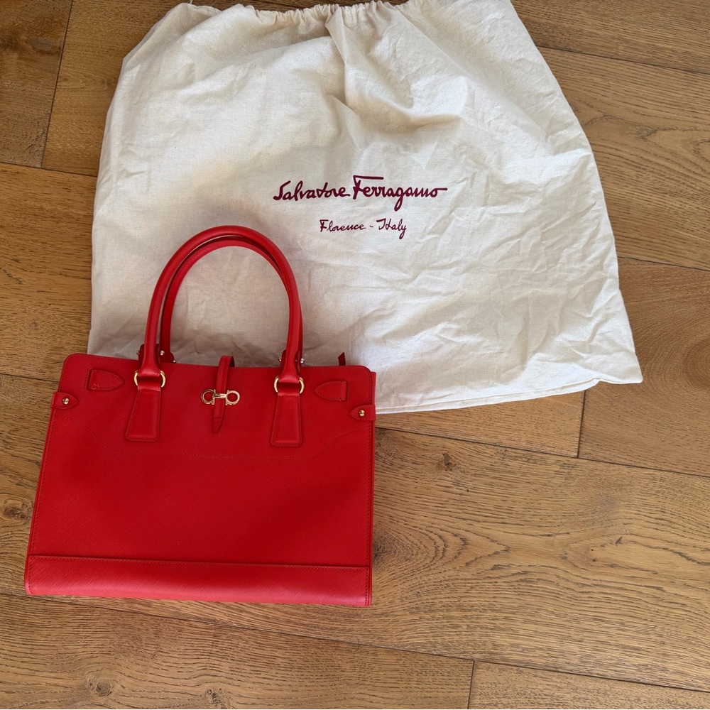 Salvatore Ferragamo Vibrant coral/Red Satchel
